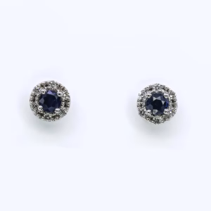 18ct White Gold Sapphire and Diamond Earrings