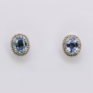 18ct White Gold Madagascan Sapphire and Diamond Earrings