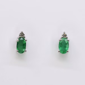 18ct White Gold Madagascan Emerald and Diamond Earrings