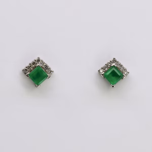 18ct White Gold Madagascan Emerald and Diamond Earrings