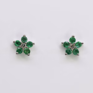 18ct White Gold Emerald and Diamond Earrings