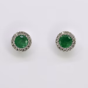 18ct White Gold Madagascan Emerald and Diamond Earrings