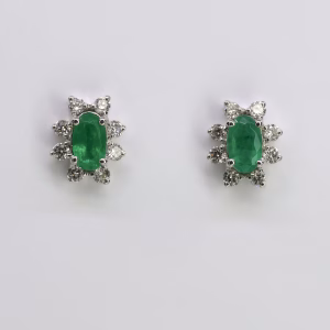 18ct White Gold Madagascan Emerald and Diamond Earrings