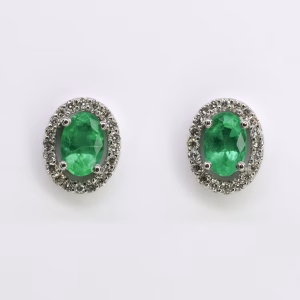 18ct White Gold Madagascan Emerald and Diamond Earrings
