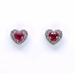 18ct White Gold Ruby and Diamond Earrings