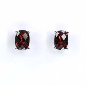 18ct White Gold Garnet Earrings