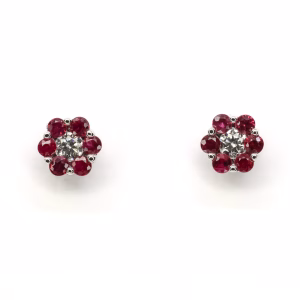 18ct White Gold Ruby and Diamond Earrings