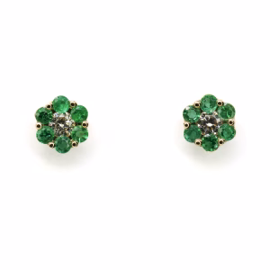 18ct White Gold Emerald and Diamond Earrings