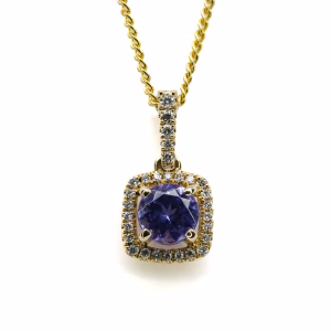 18ct Yellow Gold Tanzanite and Diamond Pendant