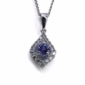 18ct White Gold Tanzanite and Diamond Pendant
