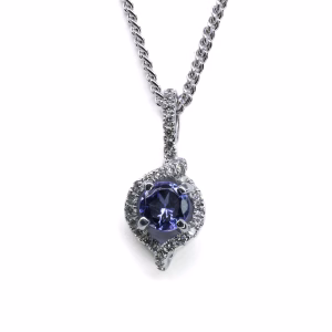 18ct White Gold Tanzanite and Diamond Pendant