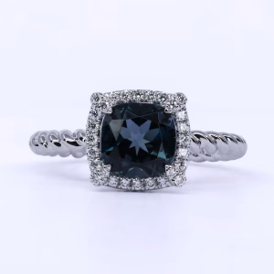 18ct White Gold London Blue Topaz and Diamond Ring