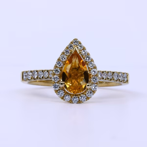 18ct Yellow Gold Citrine and Diamond Ring