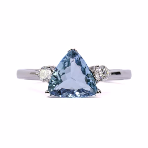 18ct White Gold Aquamarine and Diamond Ring