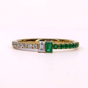 18ct Yellow Gold Zambian Emerald and Diamond Ring
