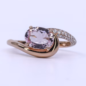 18ct Rose Gold Morganite and Diamond Ring