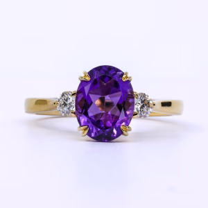 18ct Yellow Gold Amethyst and Diamond Ring