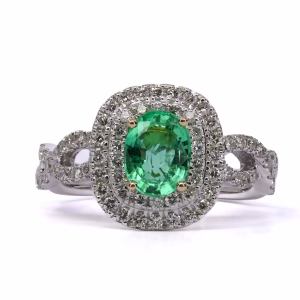 18ct Gold Zambian Emerald and Diamond Ring