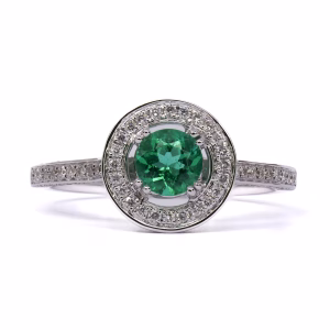 18ct White Gold Zambian Emerald and Diamond Ring
