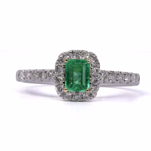 18ct Gold Emerald and Diamond Ring