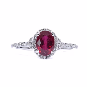 18ct White Gold Burmese Ruby and Diamond Ring