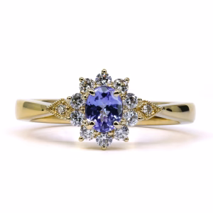 18ct Yellow Gold Tanzanite and Diamond Ring