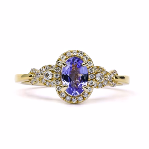 18ct Yellow Gold Tanzanite and Diamond Ring