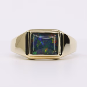 9ct Yellow Gold Gents Opal Triplet Ring