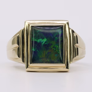 9ct Yellow Gold Gents Opal Triplet Ring