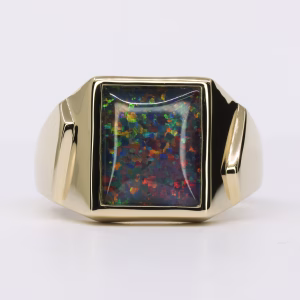 9ct Yellow Gold Gents Opal Triplet Ring