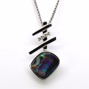 14ct White Gold Queensland Boulder Opal Pendant