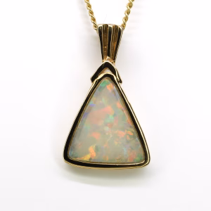 14ct Yellow Gold Solid White Opal Pendant