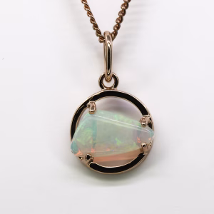 14ct Rose Gold Solid Crystal Opal Pendant