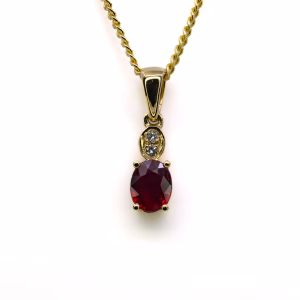 18ct Yellow Gold Ruby and Diamond Pendant