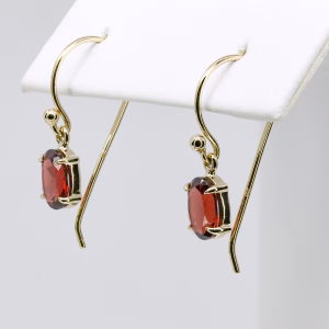 9ct Yellow Gold Garnet Drop Earrings