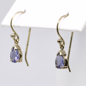 9ct Yellow Gold Tanzanite Drop Earrings