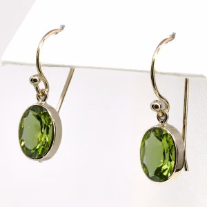 9ct Yellow Gold Peridot Drop Earrings