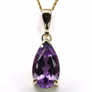 9ct Yellow Gold Amethyst Pendant
