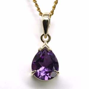 9ct Yellow Gold Amethyst Pendant