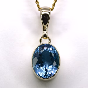 9ct Yellow Gold Blue Topaz Pendant