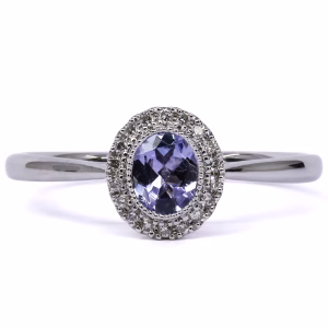 18ct White Gold Tanzanite and Diamond Ring