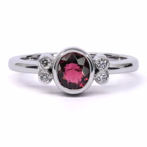 14ct White Gold Pink Tourmaline and Diamond Ring