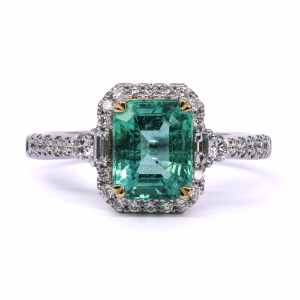 18ct Gold Certified Emerald and Diamond Ring