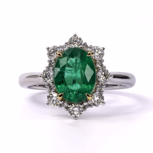 18ct Gold Emerald and Diamond Ring