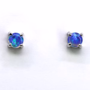 14ct White Gold Solid Crystal Opal Earrings