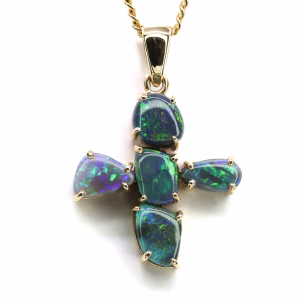 14ct Yellow Gold Solid Black Opal Pendant
