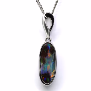 18ct White Gold Queensland Boulder Opal Pendant