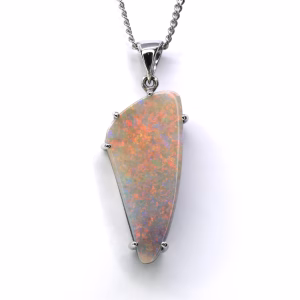 18ct White Gold Queensland Boulder Opal Pendant