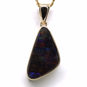 14ct Yellow Gold Queensland Boulder Opal Pendant