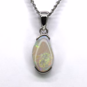 14ct White Gold Solid White Opal Pendant